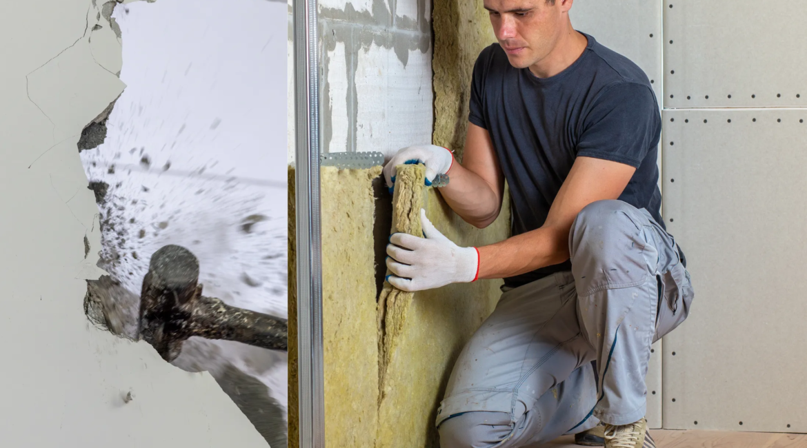 worker building drywall partition with metal studs in Toronto