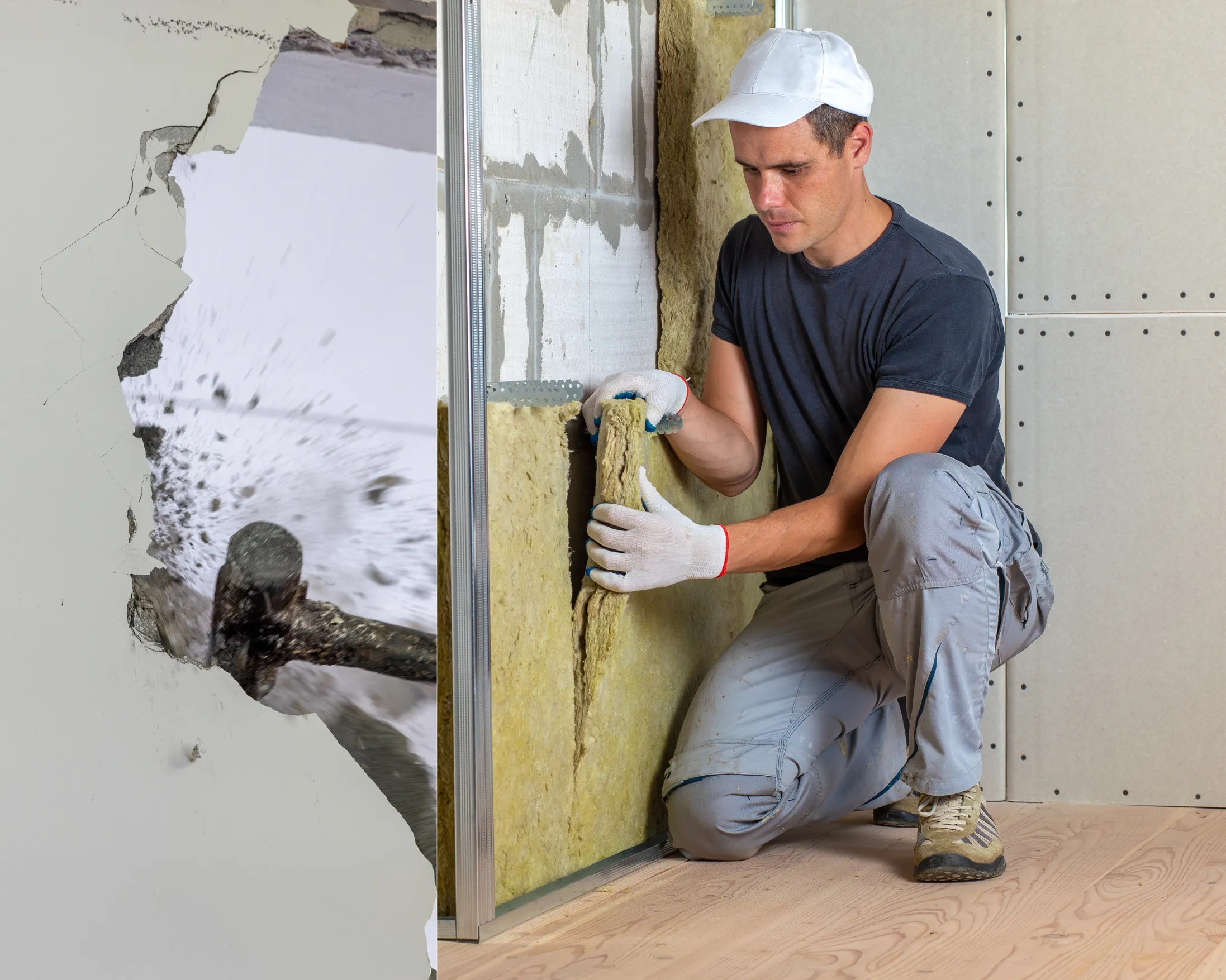 worker building drywall partition with metal studs in Toronto