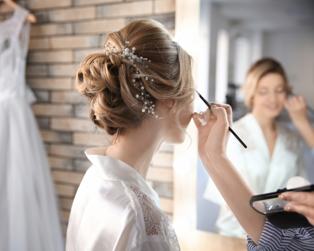 bridal makeup and hairstyling at home