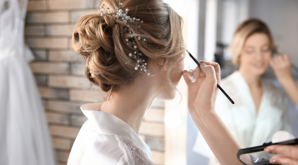 bridal makeup and hairstyling at home