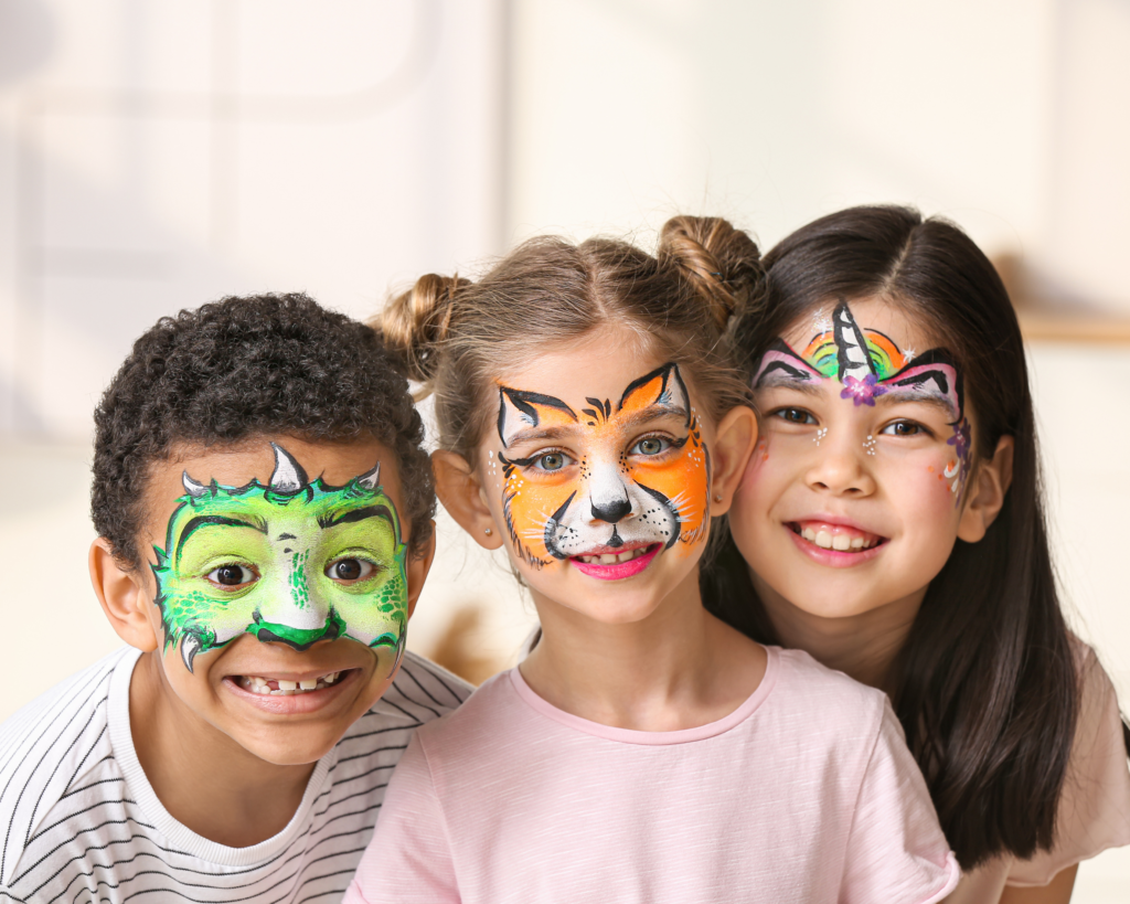 Kids face painting at birthday party