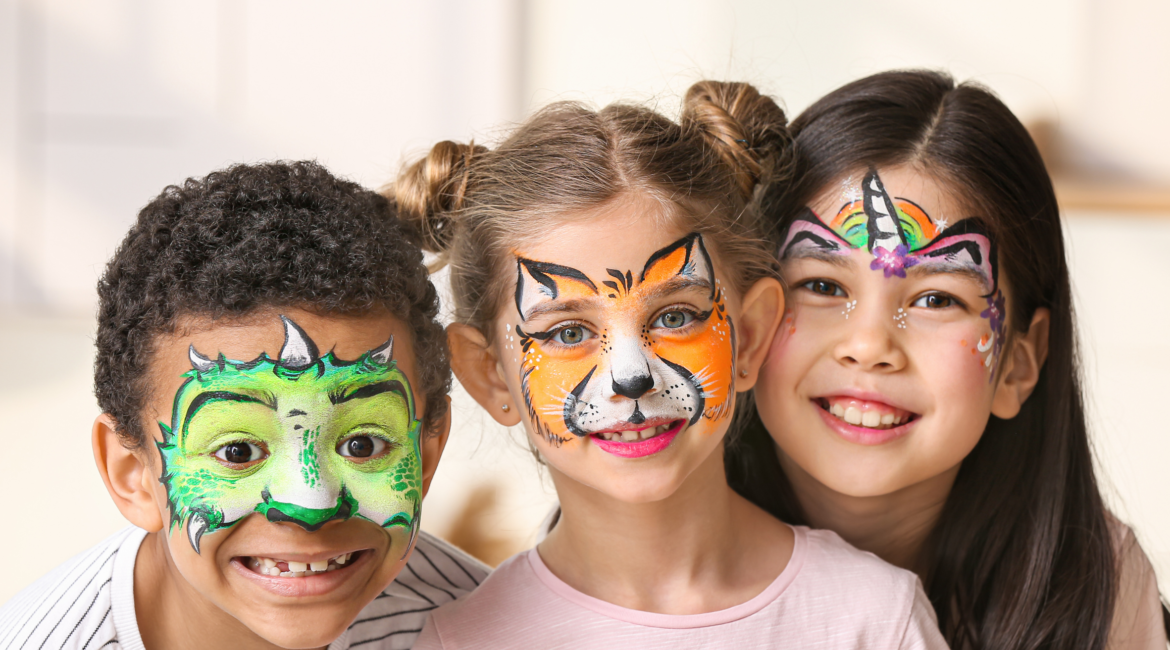 Kids face painting at birthday party