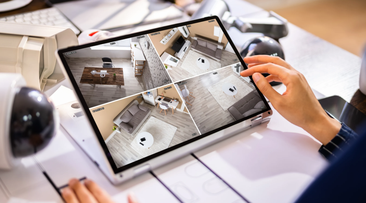 Technician installing indoor/outdoor CCTV camera in a Toronto home