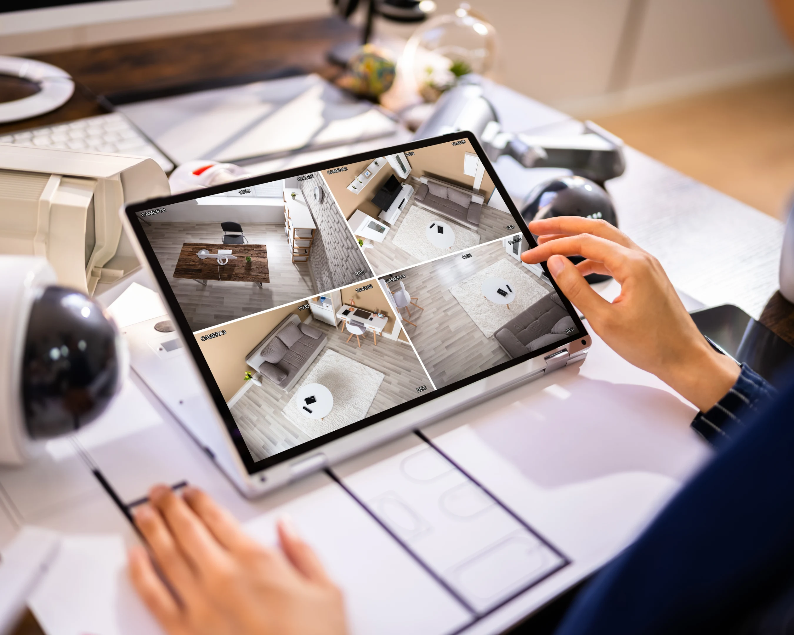 Technician installing indoor/outdoor CCTV camera in a Toronto home