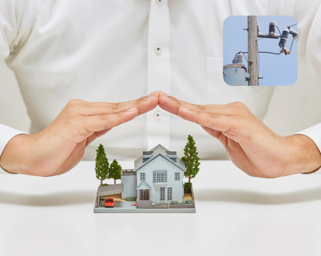 Surge protection device installed on a home electrical panel.