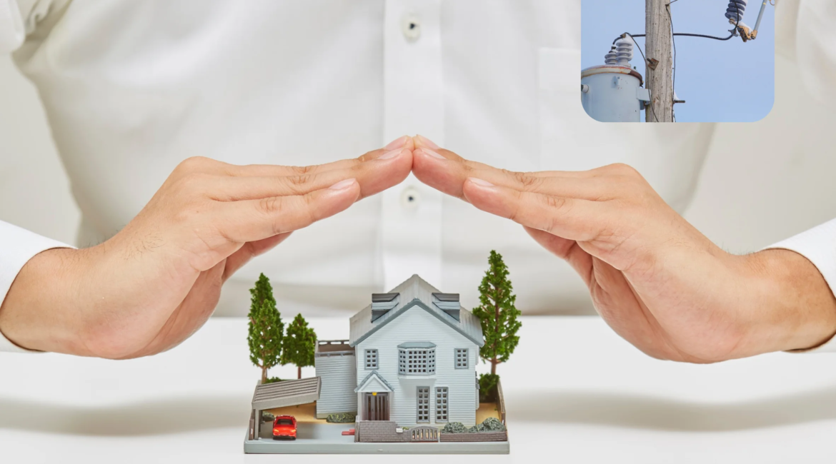 Surge protection device installed on a home electrical panel.