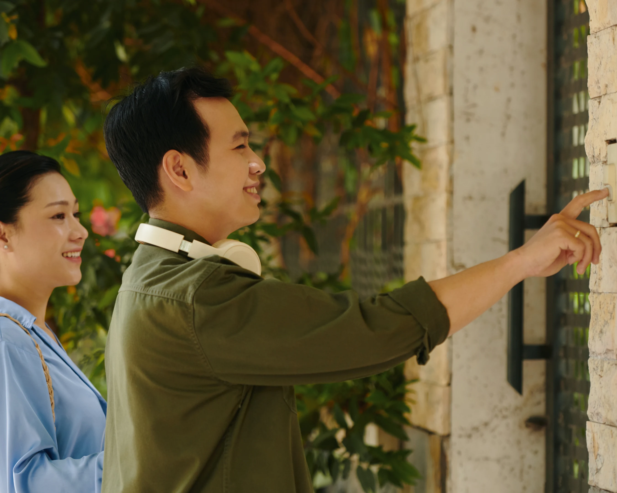 Smart video doorbell installed on a home entrance